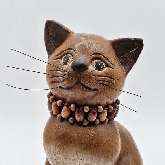 Hand-painted Vintage Kitty Ally Cat Sculpture - Whimsical Folk Art Decor - Picture 10 of 10